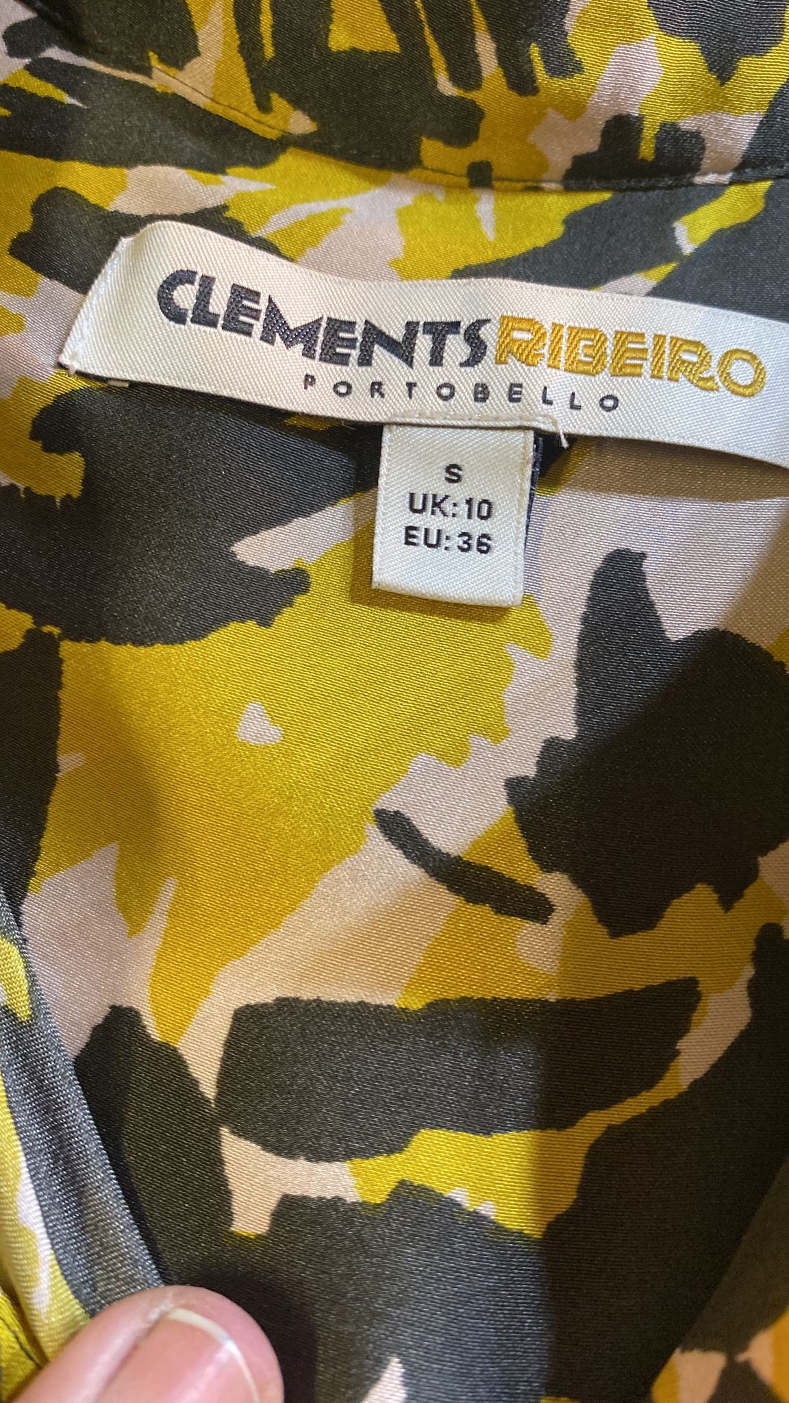 Archive. Firma Clements Ribeiro. Vestido viscosa amarillo limón y negro.