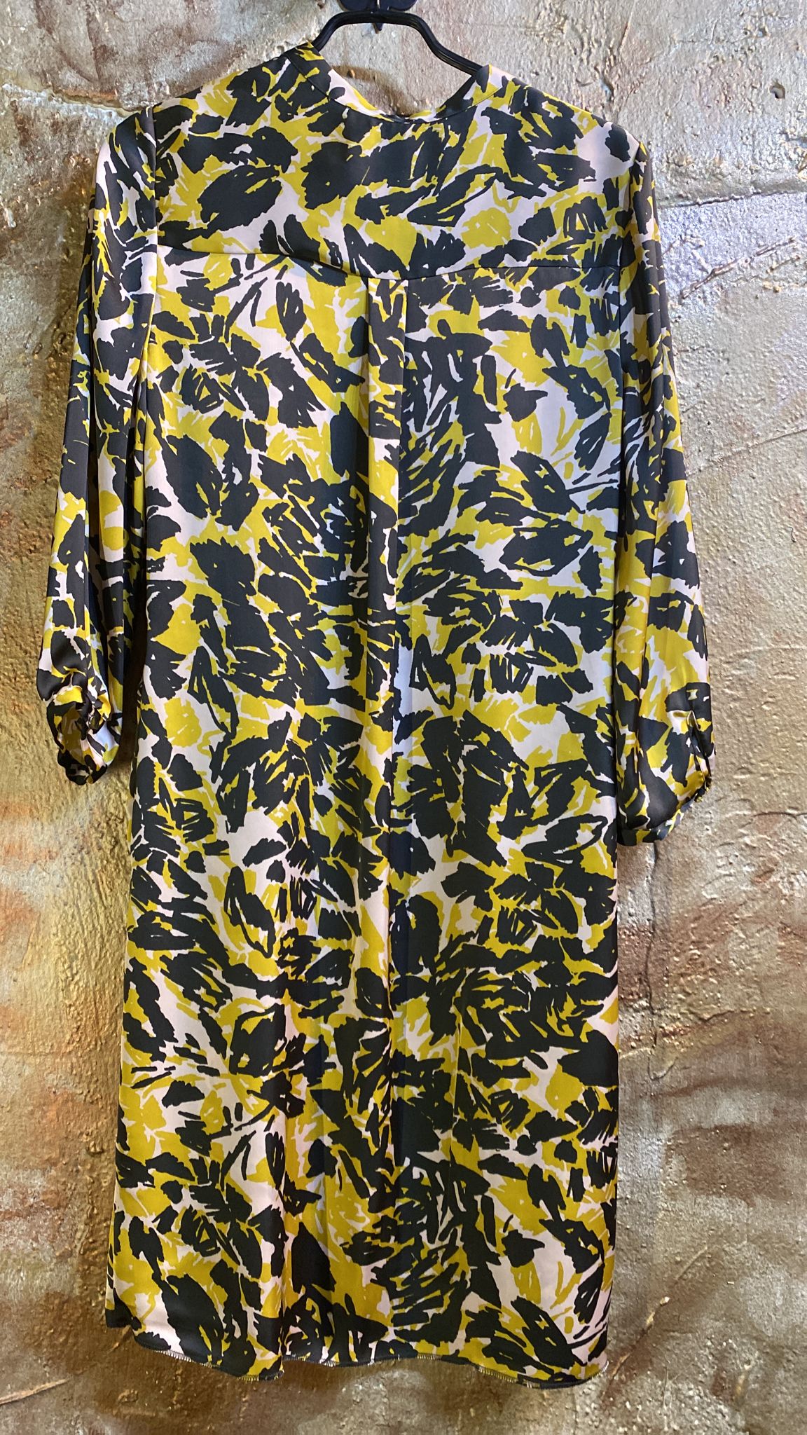Archive. Firma Clements Ribeiro. Vestido viscosa amarillo limón y negro.